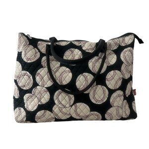 N Gil Large Utility Tote Bag Baseball Pattern With Pouch